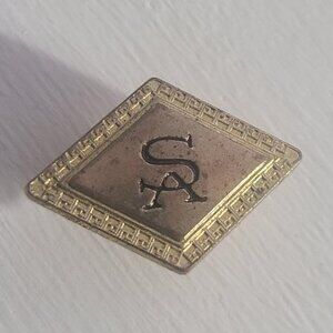 Letters "SA" Vintage Gold Lapel Pin Tie Tack Brooch